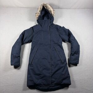 The North Face Arctic Parka Women XS Slim Fit‎ Navy Blue Down Hooded Coat